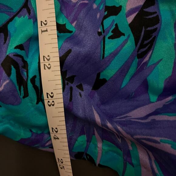 80’s Vintage Maxine Of Hollywood Purple Green Low Leg Glam Swimsuit Bathing Suit - Picture 10 of 12
